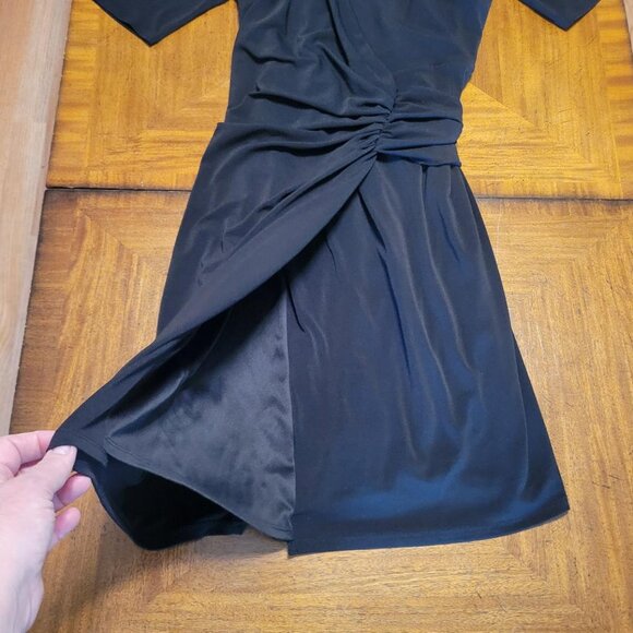 Ann Taylor Black Wrap Top Dress with Gathered Banding at Waist - Picture 7 of 14